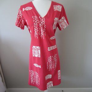 M.Mac's "Fish Rock" 100% Cotton Dress, Red, M
